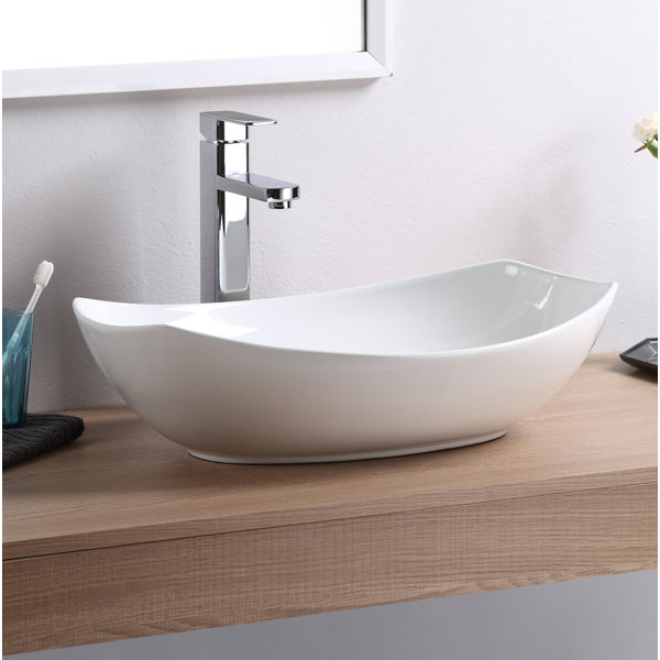 Fine Fixtures 15.38'' Vitreous China Oval Vessel Bathroom Sink
